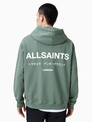 AllSaints Green Underground Over The Head Hoodie - Image 6 of 7