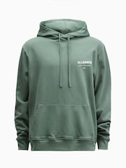 AllSaints Green Underground Over The Head Hoodie - Image 7 of 7