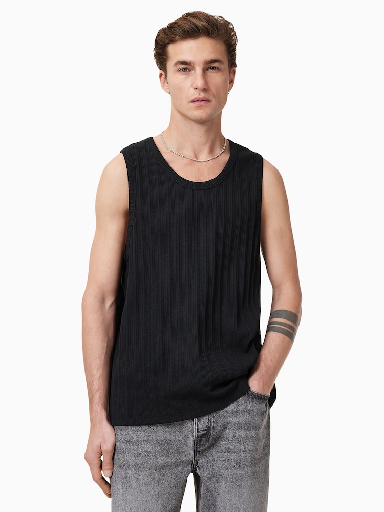 AllSaints Black 100% Organic Cotton Denver Vest - Image 4 of 8