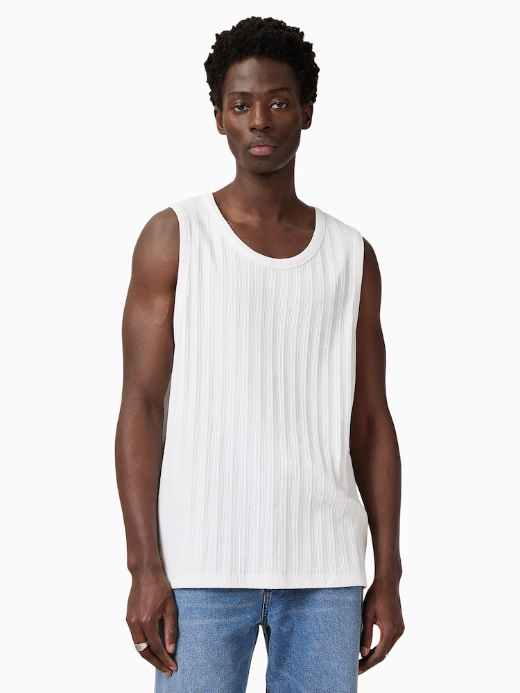 AllSaints White 100% Organic Cotton Denver Vest - Image 1 of 6