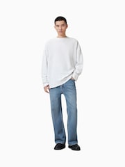 AllSaints White 100% Organic Cotton Foster Long Sleeve Crew T-Shirt - Image 6 of 8