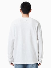 AllSaints White 100% Organic Cotton Foster Long Sleeve Crew T-Shirt - Image 7 of 8