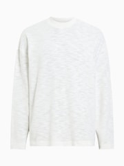 AllSaints White 100% Organic Cotton Foster Long Sleeve Crew T-Shirt - Image 8 of 8
