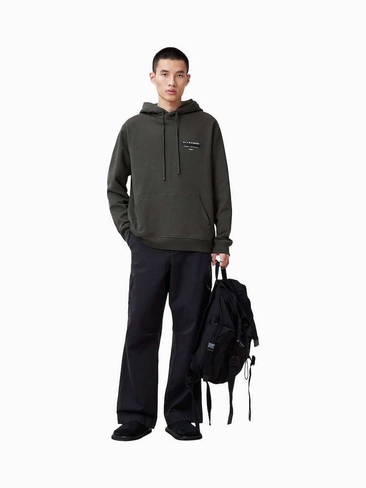 AllSaints Green 100% Organic Cotton Redact Oth Hoodie - Image 1 of 7