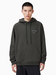 AllSaints Green 100% Organic Cotton Redact Oth Hoodie - Image 3 of 7
