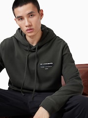 AllSaints Green 100% Organic Cotton Redact Oth Hoodie - Image 5 of 7
