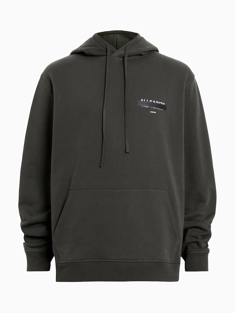 AllSaints Green 100% Organic Cotton Redact Oth Hoodie - Image 7 of 7