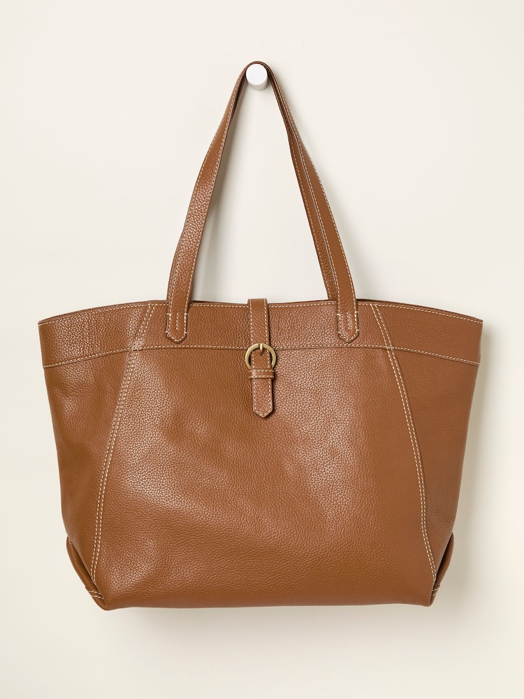 FatFace Tilly Tan Brown Leather Tote Bag - Image 1 of 3