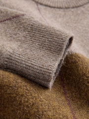 Brown Relaxed Fit Argyle Pattern Crew Jumper with Wool - Image 7 of 8