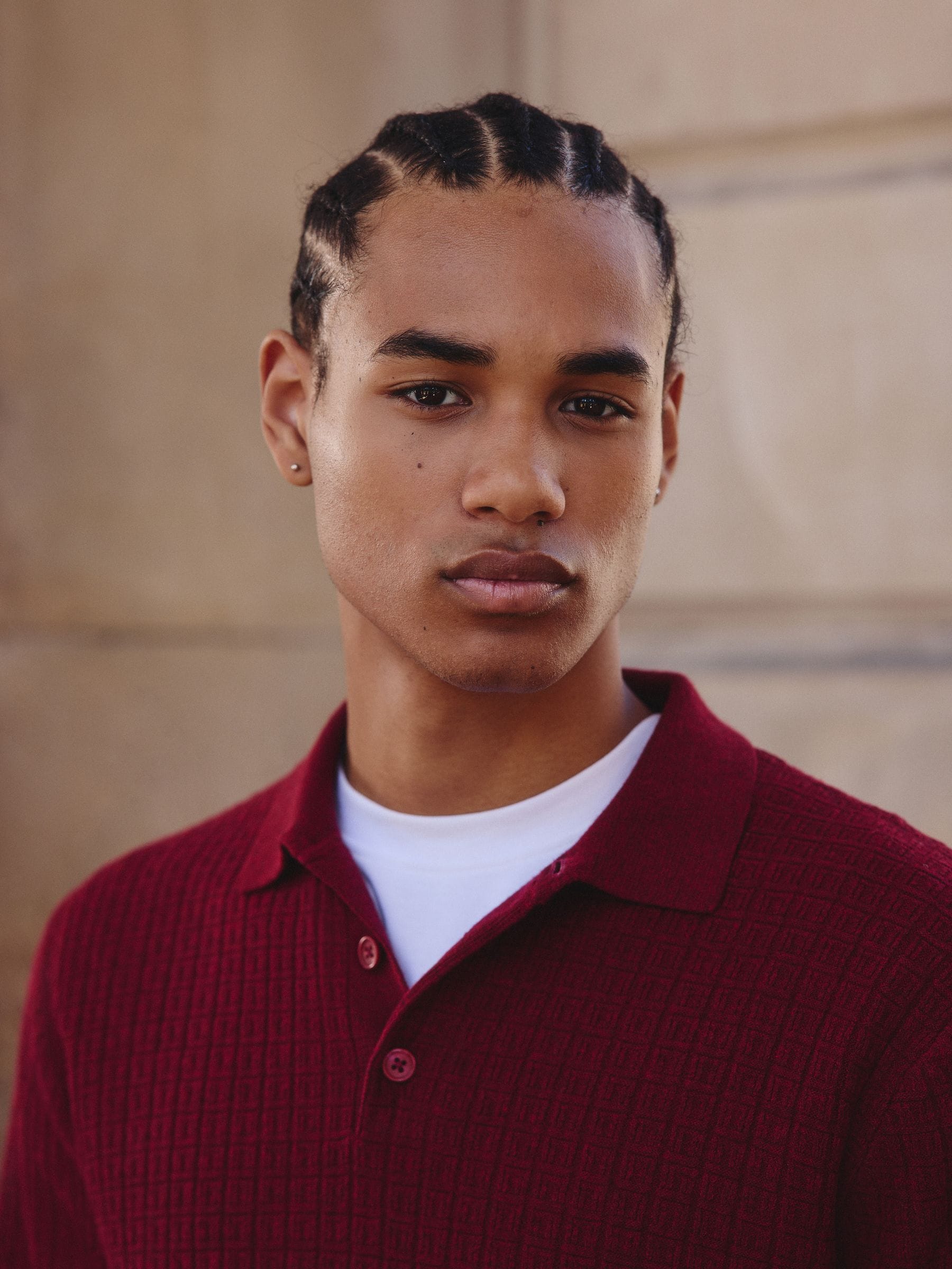 Buy Red Texture Regular Fit Essential Long Sleeve Knitted Polo