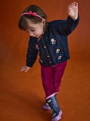JoJo Maman Bébé Navy Blue Embroidered Chunky Cable Knit Cardigan - Image 7 of 9