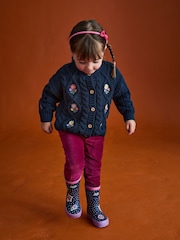JoJo Maman Bébé Navy Blue Embroidered Chunky Cable Knit Cardigan - Image 9 of 9