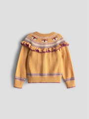 JoJo Maman Bébé Yellow Frill Yoke Fair Isle Cardigan - Image 2 of 3