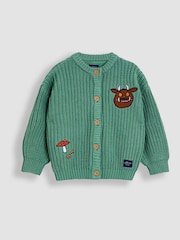 JoJo Maman Bébé Green The Gruffalo Appliqué Chunky Knit Cardigan - Image 1 of 5