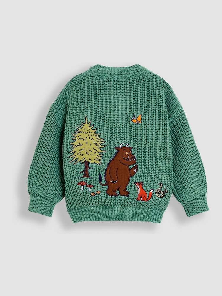 JoJo Maman Bébé Green The Gruffalo Appliqué Chunky Knit Cardigan - Image 2 of 5
