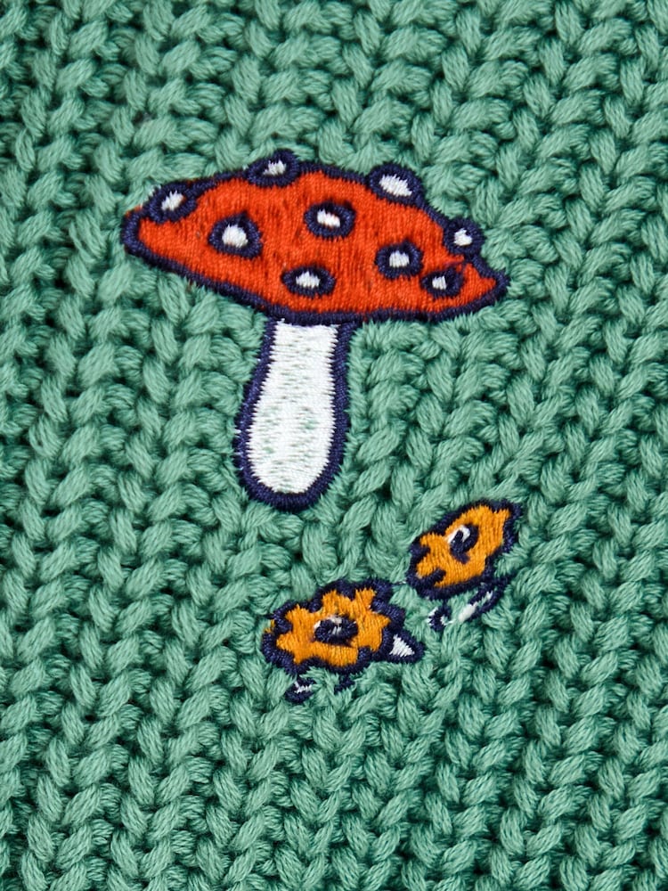 JoJo Maman Bébé Sage Green The Gruffalo Appliqué Chunky Knit Cardigan - Image 4 of 5