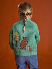 JoJo Maman Bébé Sage Green The Gruffalo Appliqué Chunky Knit Cardigan - Image 6 of 9