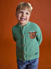 JoJo Maman Bébé Sage Green The Gruffalo Appliqué Chunky Knit Cardigan - Image 7 of 9