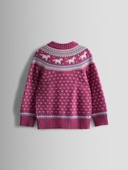 JoJo Maman Bébé Pink Light Fair Isle Appliqué Pocket Cardigan - Image 2 of 3