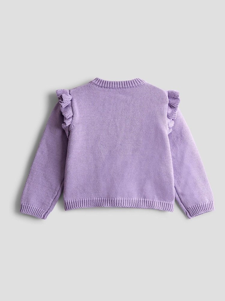 JoJo Maman Bébé Lilac Pet in Pocket Applique Cardigan - Image 2 of 5