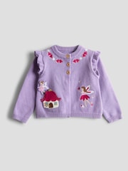 JoJo Maman Bébé Lilac Pet in Pocket Applique Cardigan - Image 3 of 5