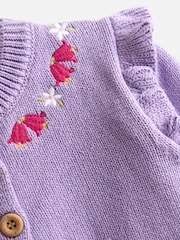 JoJo Maman Bébé Lilac Pet in Pocket Applique Cardigan - Image 4 of 5