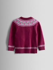 JoJo Maman Bébé Purple Fair Isle Appliqué Pocket Cardigan - Image 2 of 3