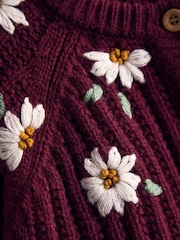 JoJo Maman Bébé Red Floral Embroidered Textured Cardigan - Image 3 of 3