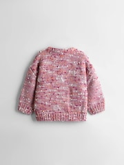 JoJo Maman Bébé Mauve Purple Hedgehog Textured Knit Appliqué Cardigan - Image 3 of 3