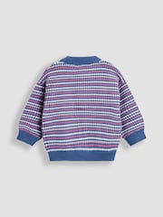 JoJo Maman Bébé Blue Bubble Knit Appliqué Cardigan - Image 2 of 4