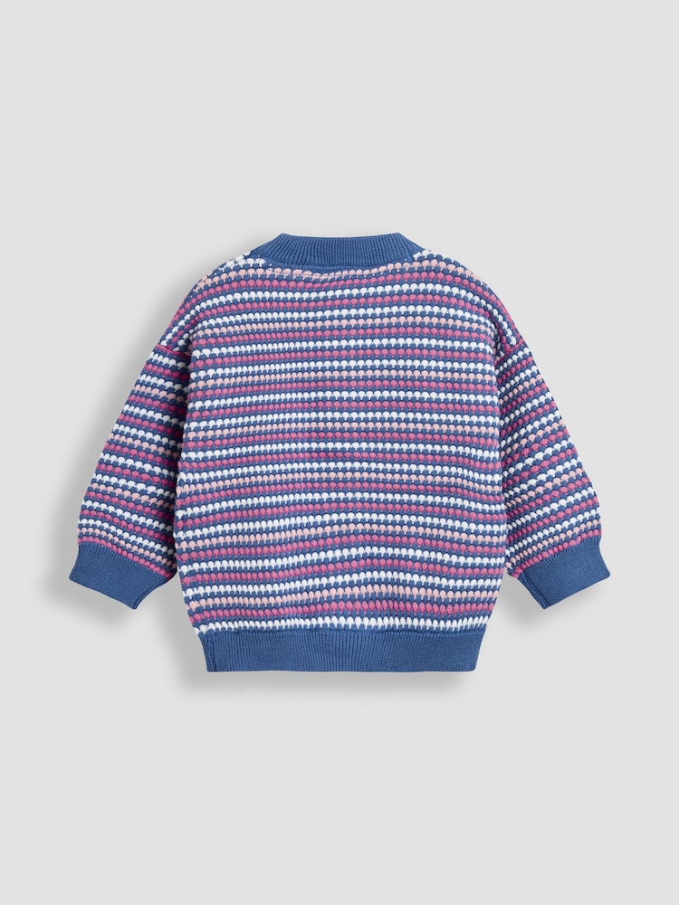 JoJo Maman Bébé Blue Bubble Knit Appliqué Cardigan - Image 2 of 4 JoJo Maman Bébé Blue Bubble Knit Appliqué Cardigan - Image 2 of 4