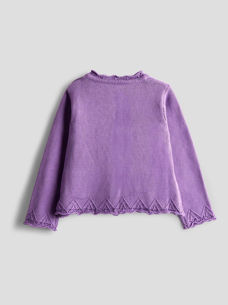 JoJo Maman Bébé Purple Pet in Pocket Applique Cardigan - Image 2 of 5
