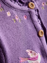 JoJo Maman Bébé Purple Pet in Pocket Applique Cardigan - Image 3 of 5