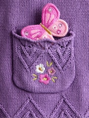 JoJo Maman Bébé Purple Pet in Pocket Applique Cardigan - Image 4 of 5