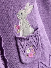 JoJo Maman Bébé Purple Pet in Pocket Applique Cardigan - Image 5 of 5