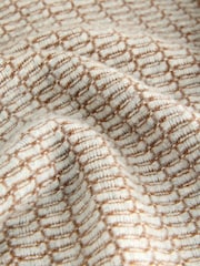 Brown Regular Fit Geometric Textured Crew Neck Jumper with Wool - Image 6 of 7