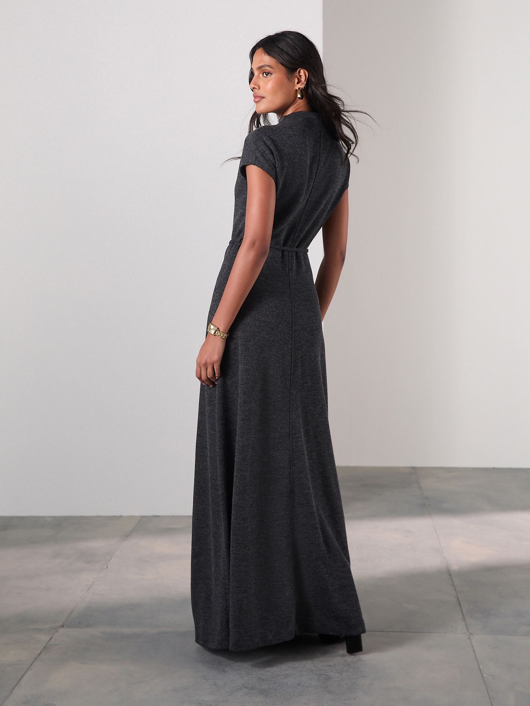 Buy Charcoal Grey Knit Look Tie Waist Midi Jumper Dress from Next USA