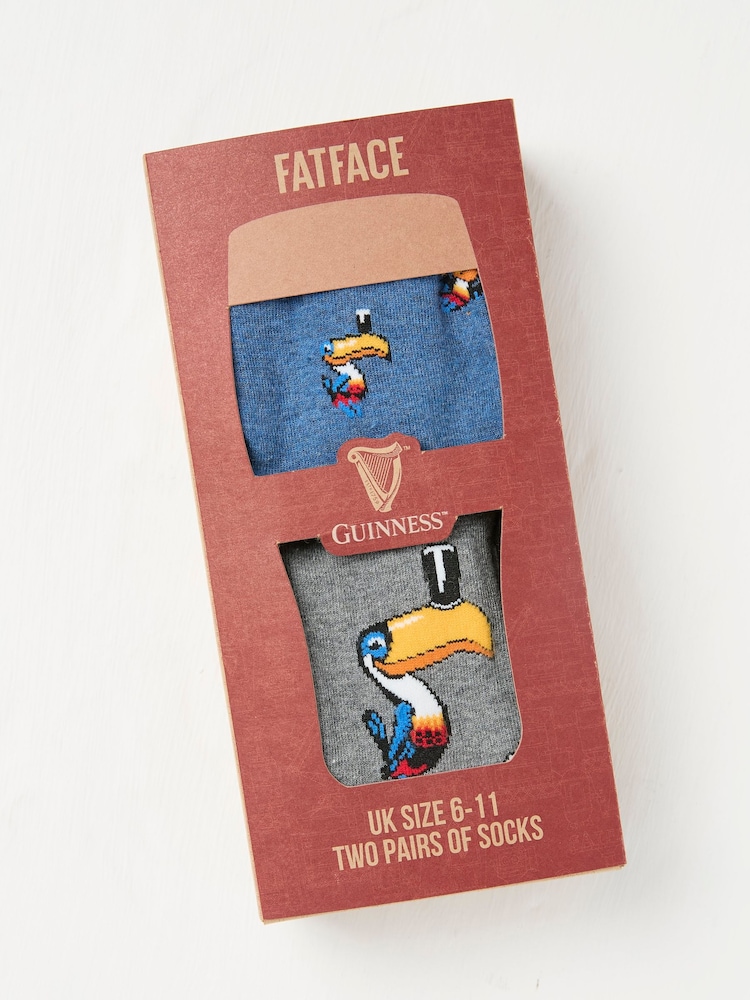 FatFace Multi Two Pack Guinness Socks in a Box - Image 2 of 2 FatFace Multi Two Pack Guinness Socks in a Box - Image 2 of 2