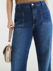River Island Blue High Rise Relaxed Flare 100% Cotton Jeans - Image 7 of 9