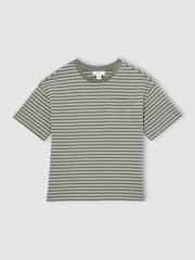 Salvia/blanco - Reiss Paudie Cotton Blend Stripe T-Shirt - Imagen 2 de 4