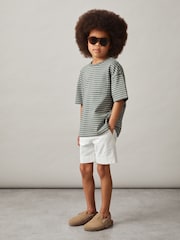 Salvia/blanco - Reiss Paudie Cotton Blend Stripe T-Shirt - Imagen 1 de 4