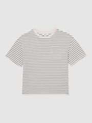 Blanco/azul marino - Reiss Paudie Cotton Blend Stripe T-Shirt - Imagen 2 de 4