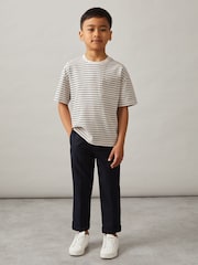 Blanco/azul marino - Reiss Paudie Cotton Blend Stripe T-Shirt - Imagen 3 de 4