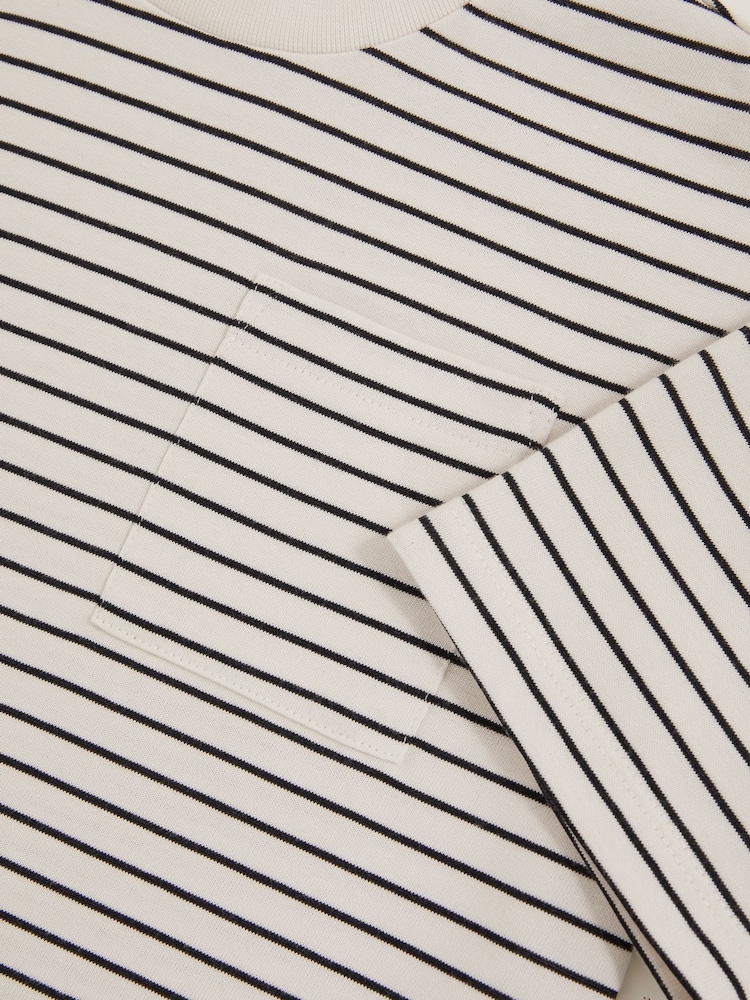 Blanco/azul marino - Reiss Paudie Cotton Blend Stripe T-Shirt - Imagen 4 de 4