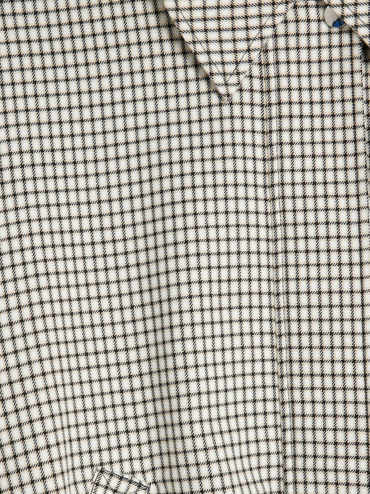 River Island Cream Bubble Hem Check Bomber Jacket - Image 6 of 6