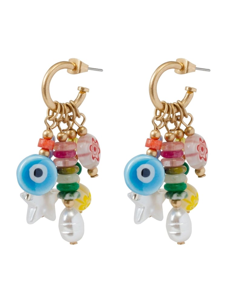 Bibi Bijoux Gold Tone Multi Beaded Hoop Earrings - Image 1 of 3 Bibi Bijoux Gold Tone Multi Beaded Hoop Earrings - Image 1 of 3