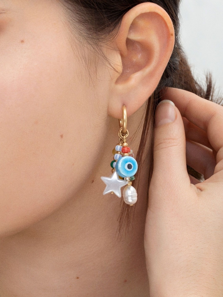 Bibi Bijoux Gold Tone Multi Beaded Hoop Earrings - Image 2 of 3