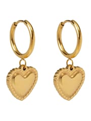 Bibi Bijoux Gold Tone Heart Charm Stainless Steel Hoop Earrings - Image 2 of 3