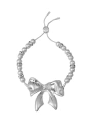 Bibi Bijoux Silver Tone Bow Beaded Friendship Bracelet - Image 1 of 3