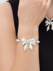 Bibi Bijoux Silver Tone Bow Beaded Friendship Bracelet - Image 2 of 3